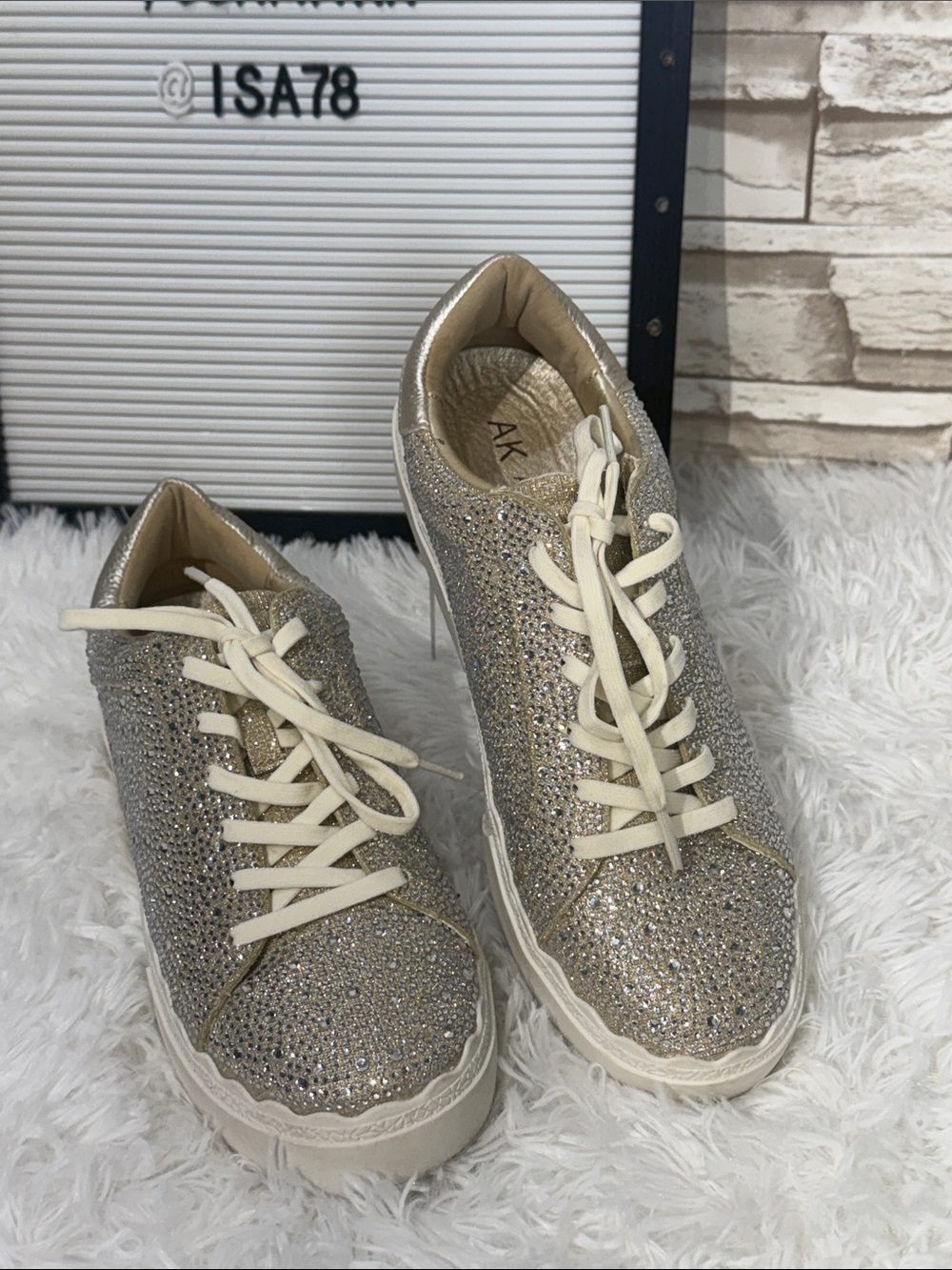 ANNE KLEIN Carrie Crystal Encrusted Knit Sneaker